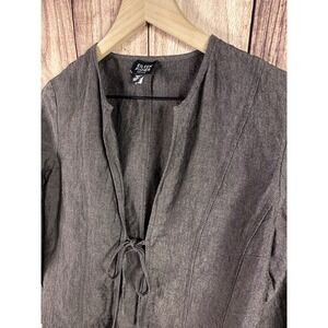 EILEEN FISHER Jacket Womens Petite X-Small Gray Linen Blend Lightweight Size PP